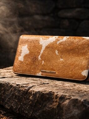 Parfois Cow Print Wallet Clutch | Double Zip | Large Organizer Wallet